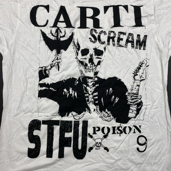 Playboi Carti Scream STFU Poison 9 Skeleton Magnolia Graphic Tee - White - XL - Picture 2 of 5